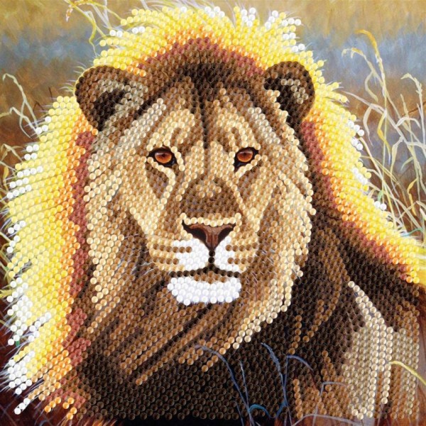 Crystal Art Kaart Rustende Leeuw 18x18cm