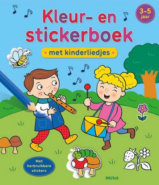 Superleuk Kleur- en Stickerboek met Kinderliedjes