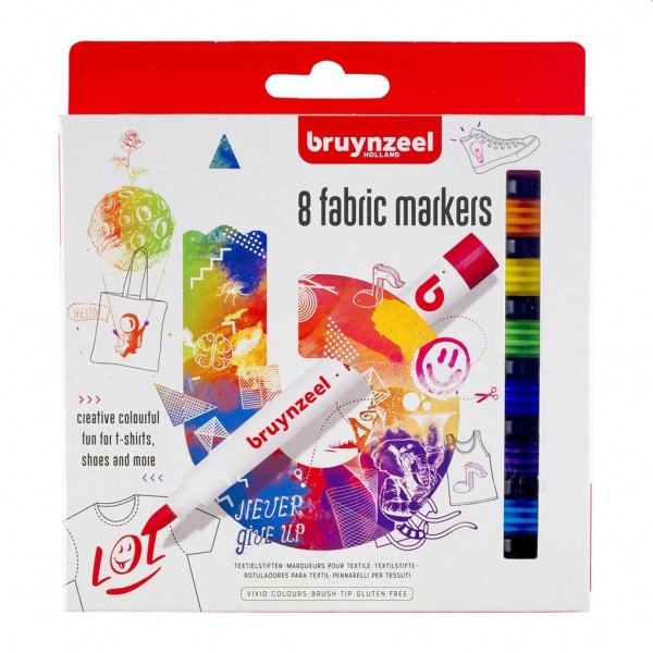 Bruynzeel textielstiften heldere kleuren 8 stuks