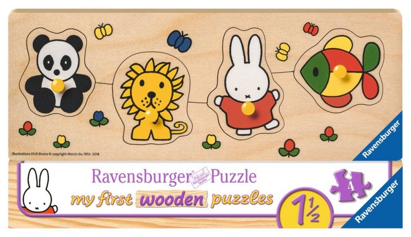 Ravensburger houten puzzel Nijntje en haar dierenvriendjes