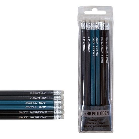 Verhaak potloden met gum 18,8 cm blauw/zwart hout 6 stuks