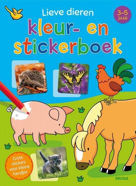 Lieve Dieren Kleur- en Stickerboek (3-5 jaar)
