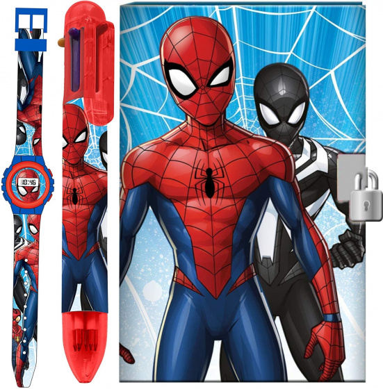 Marvel dagboekenset Spider Man jongens rood/blauw 3 delig