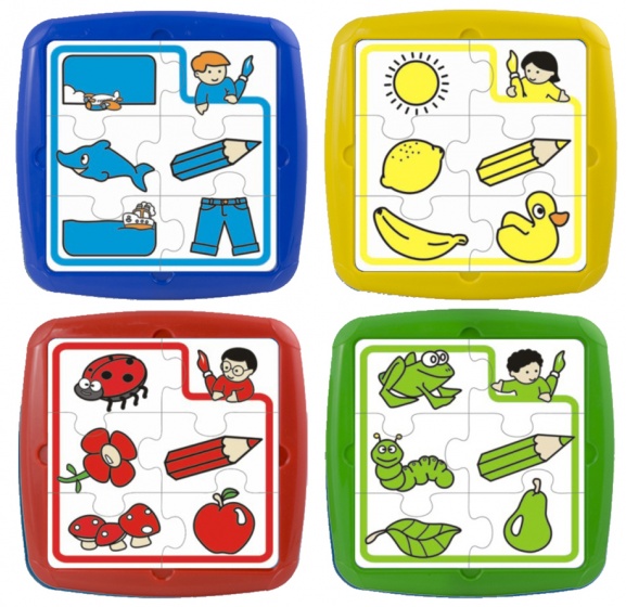 Miniland leerpuzzels Primary 6 stukjes junior 26 cm 4 stuks