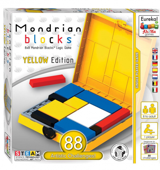 Ah!Ha Games logica spel Mondriaan Blokken geel 56 delig