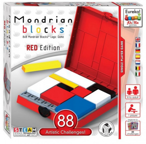 Ah!Ha Games logica spel Mondriaan Blokken rood 56 delig
