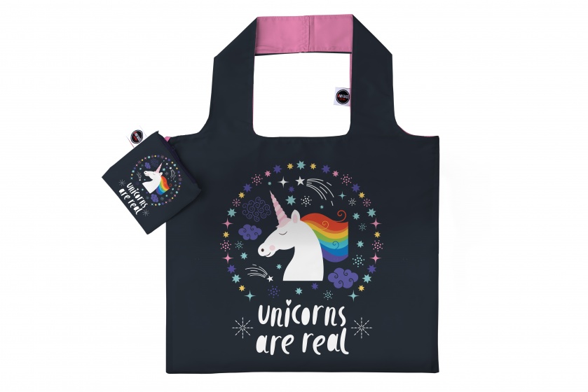 Any Bags opvouwbare shopper Unicorns are real 48 cm zwart
