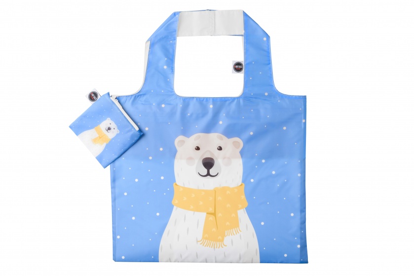 Any Bags opvouwbare shopper ijsbeer 48 cm blauw