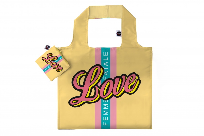 Any Bags opvouwbare shopper Love 48 cm geel
