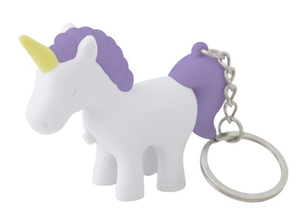 Balvi sleutelhanger Unicorn met licht 7 x 5,5 cm ABS paars