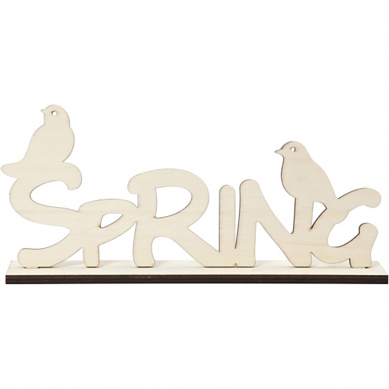 Creotime decoratiewoord Spring hout 29 cm blank per stuk