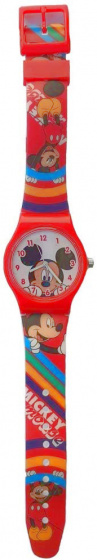 Disney horloge in blik Mickey Mouse junior 23 cm rood