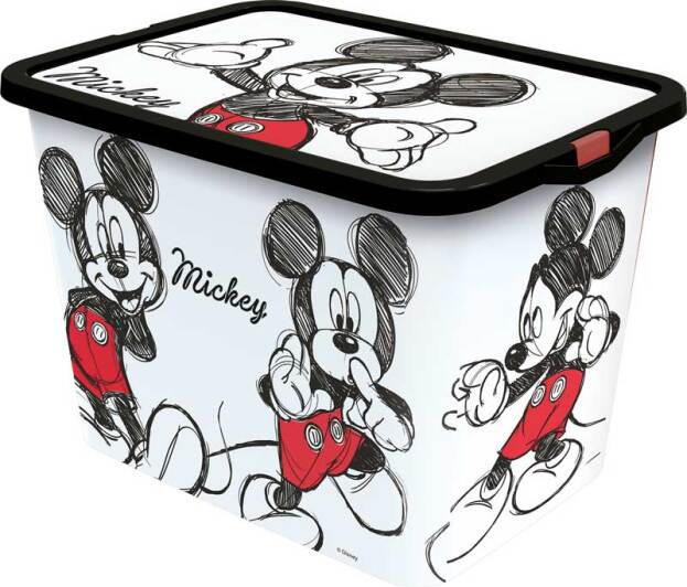 Stor opbergbox Mickey Mouse 23 liter wit/zwart
