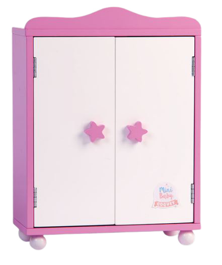 Falca kledingkast voor babypop 32 x 24 cm hout roze