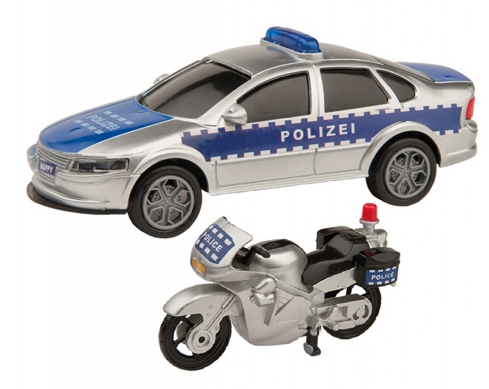 Happy People politievoertuigen met accessoires 6 delig