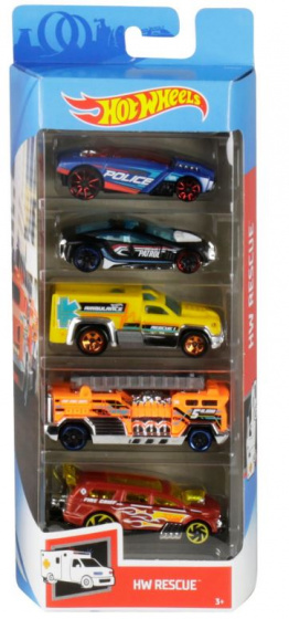 Hot Wheels autoset HW Rescue 7,5 x 2,5 cm staal 5 delig (GHP61)