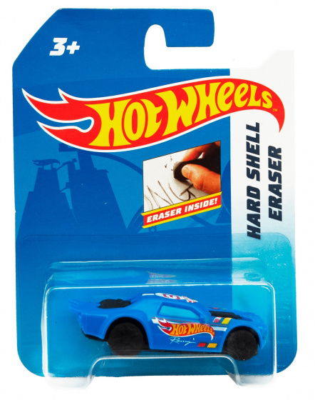 Hot Wheels gum Auto junior 6 cm rubber blauw/zwart