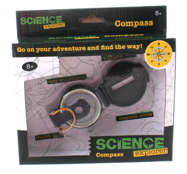 Johntoy Science Explorer kompas zwart 5 cm