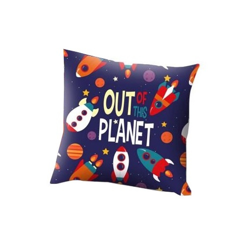 Kids Licensing kussen Out of the Planet junior 45 x 45 cm polyester blauw