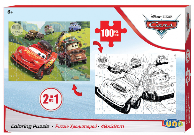 Luna kleurplaat en puzzel Cars 49 x 36 cm karton 100 stuks