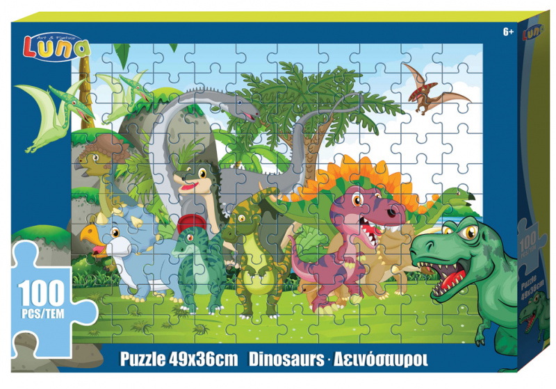 Luna kleurplaat en puzzel Dinosaurussen 49 cm karton 100 stuks