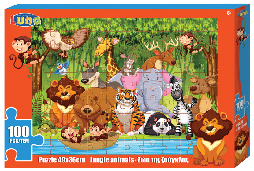 Luna kleurplaat en puzzel Jungle 49 cm karton 100 stuks