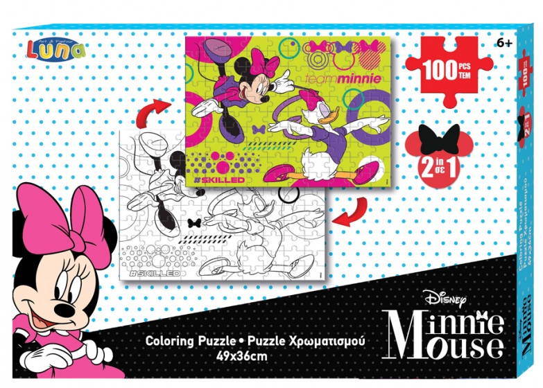 Luna kleurplaat en puzzel Minnie Mouse 49 cm karton 100 stuks
