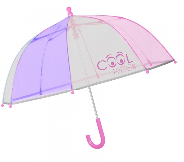 Perletti paraplu Cool Kids 64/60 cm junior transparant/roze