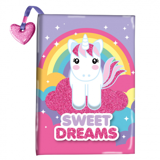Sweet Dreams dagboek glitter eenhoorn A5 papier paars/roze