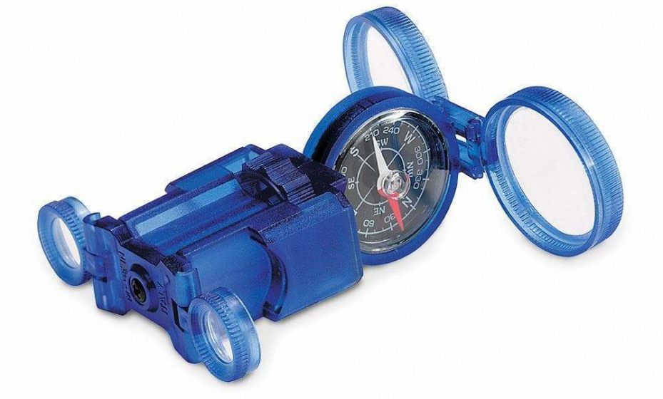 Safari multifunctioneel kompas Optic One junior 9 x 5 cm blauw