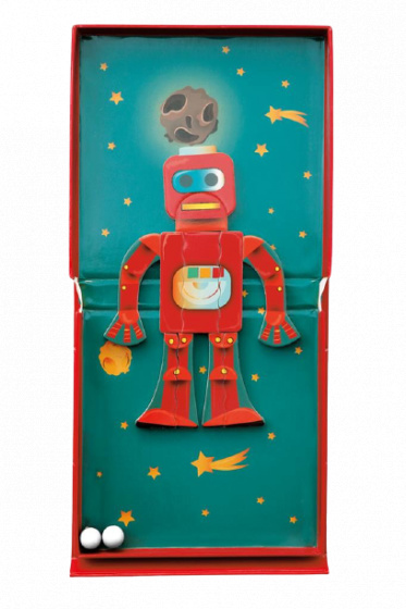 Scratch magneetspel Robot 2 in 1 15,5 cm staal rood 15 delig