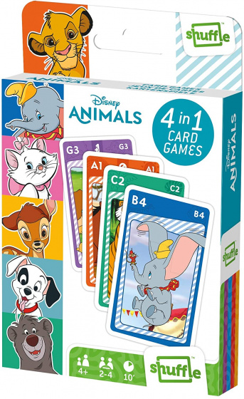 Shuffle kaartspel Disney Animals 4 in 1 56 x 87 mm karton