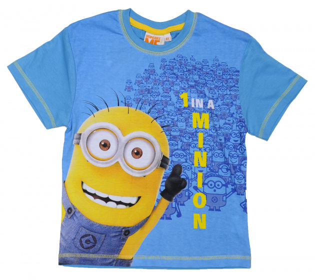 Universal T shirt Minions junior katoen geel/blauw mt 7 jaar
