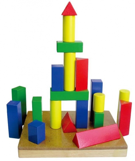 Viga Toys blokkenset vormen hout 21 delig multicolor