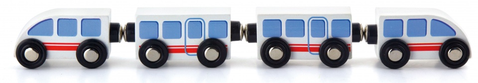 Viga Toys hogesnelheidstrein 4 delig 31 cm wit/blauw