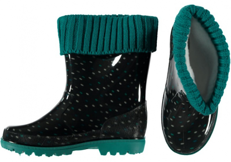 XQ Footwear regenlaarzen junior rubber zwart/groen maat 26