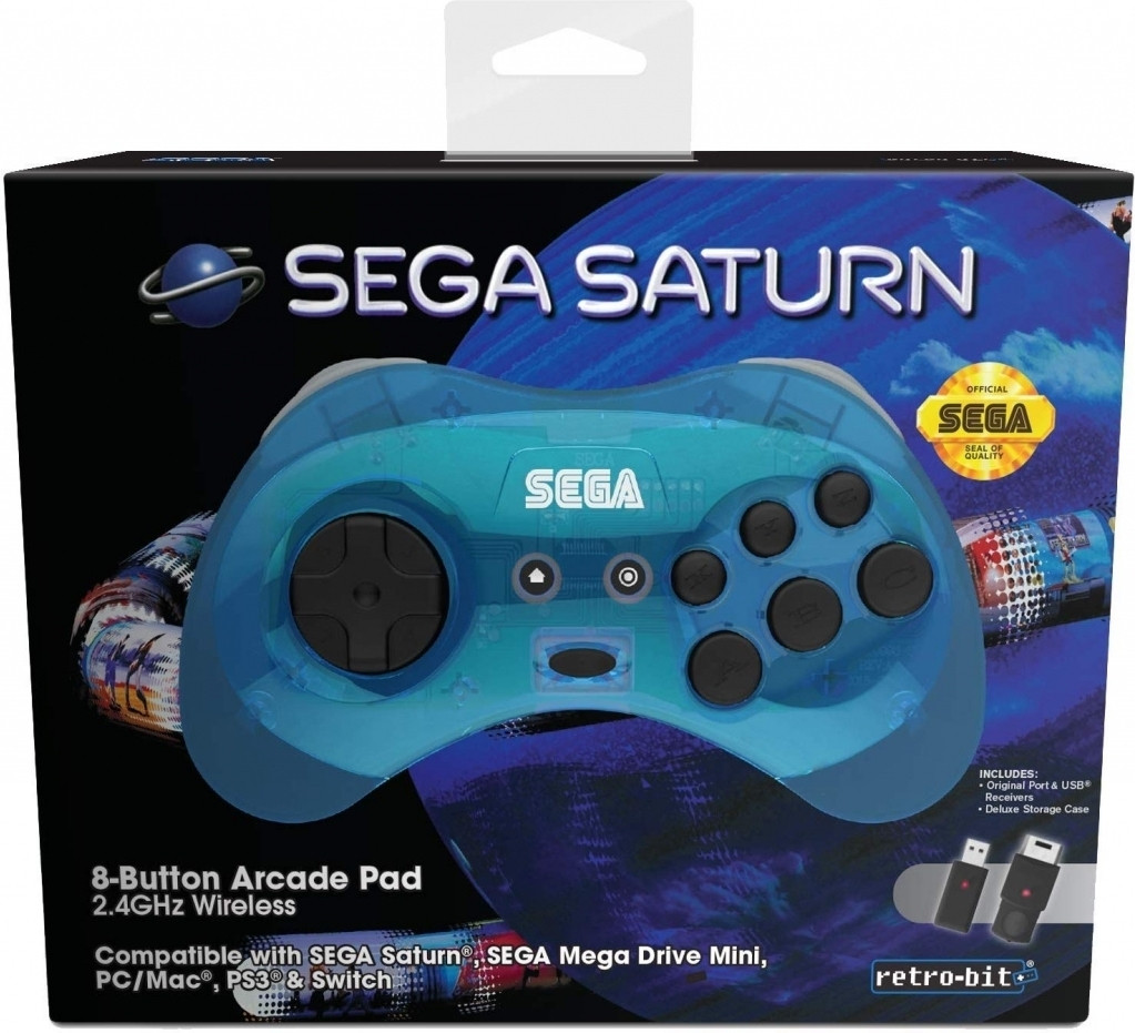 Retro-Bit SEGA Saturn 2.4G M2 Controller (Blue)