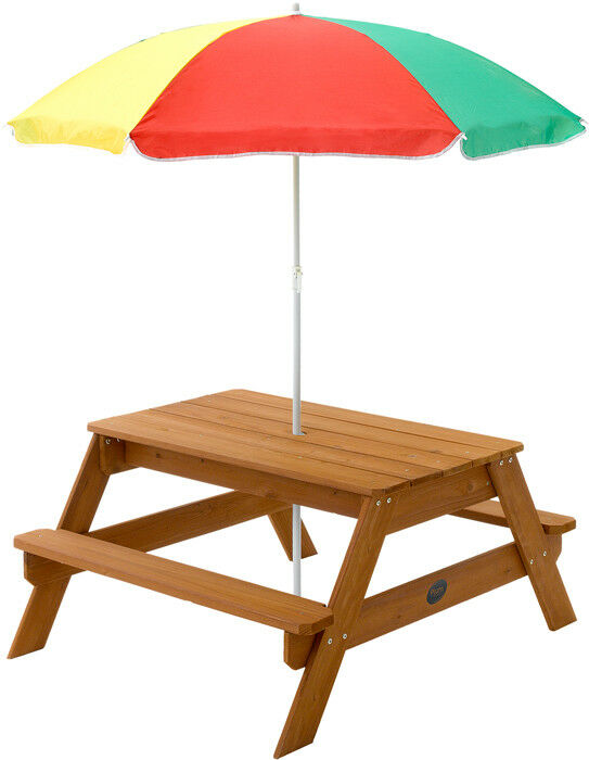 Houten picknicktafel met parasol - Plum (7092071)